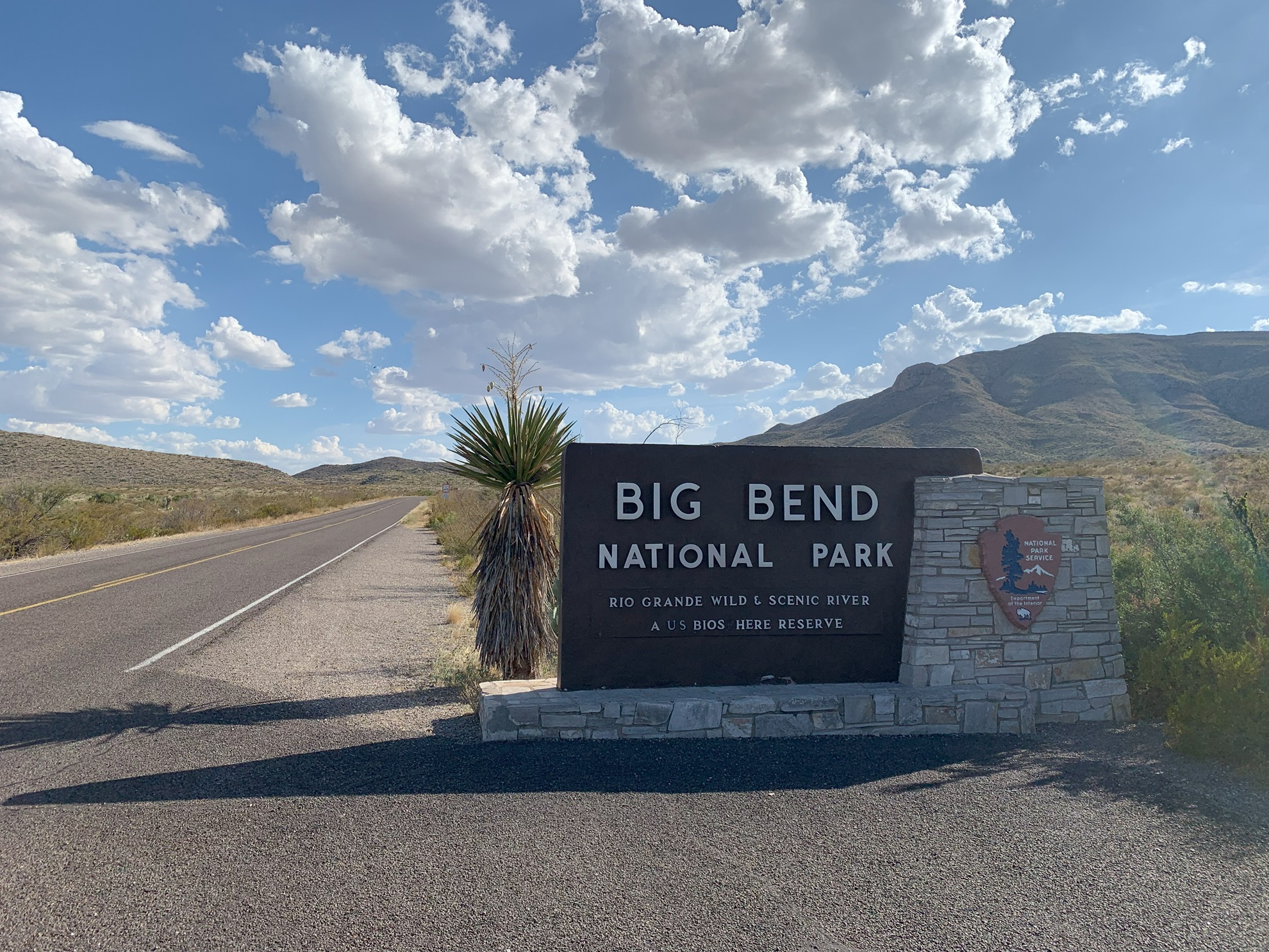 Le panneau à l'entrée du Big Bend National Park